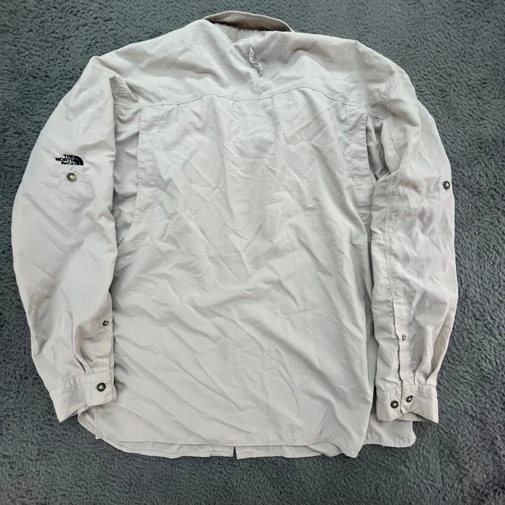 The North Face Mens L G Long Sleeve‎ Button Up Shirt Lightweight Tan